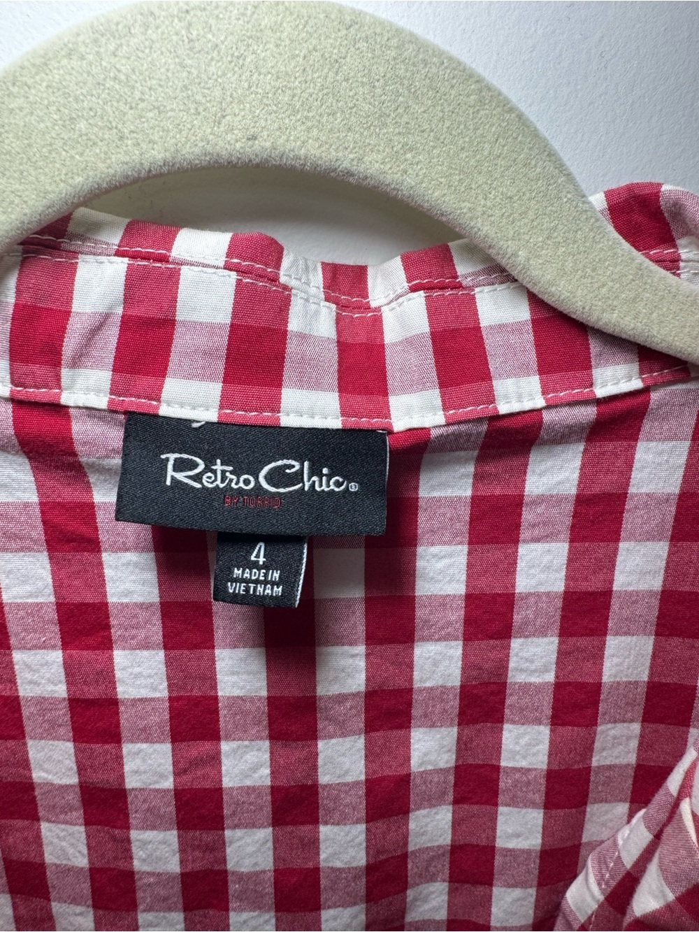 EUC Torrid Retro Chic Red White Gingham Rockabilly Tie-Front Button Up Size 4X - Picture 6 of 8